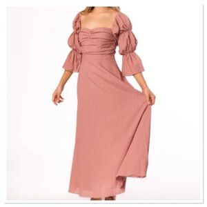 Worth Collective Corrine Tiered Sleeve Maxi Dress Mauve Size Medium